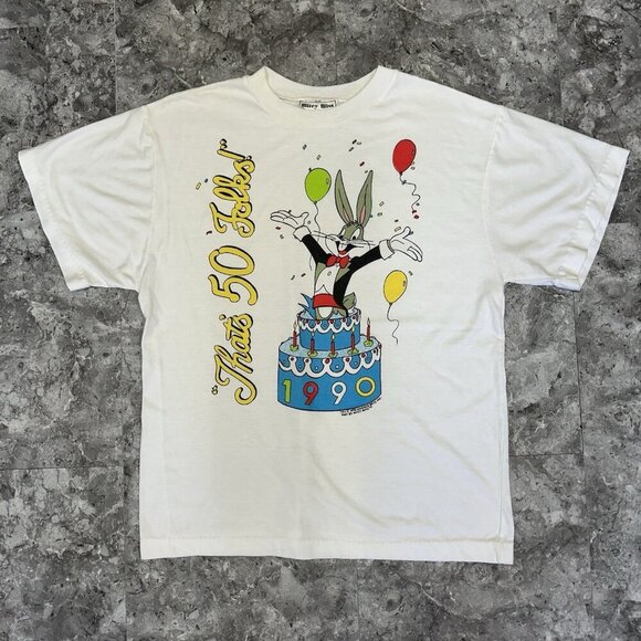 Vintage 90s Bugs Bunny Single Stitch T Shirt Size Woman's M Looney Tunes 50th - Picture 1 of 8